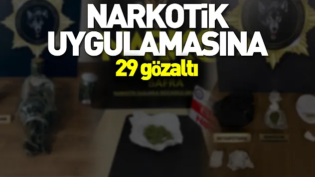 Narkotik uygulamasına 29 gözaltı