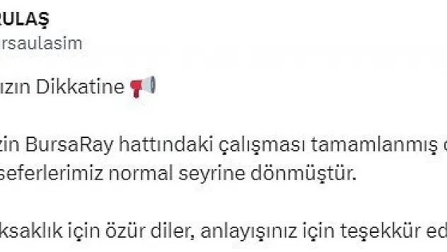 Bursa'da Metro Hattı Çalışması Tamamlandı