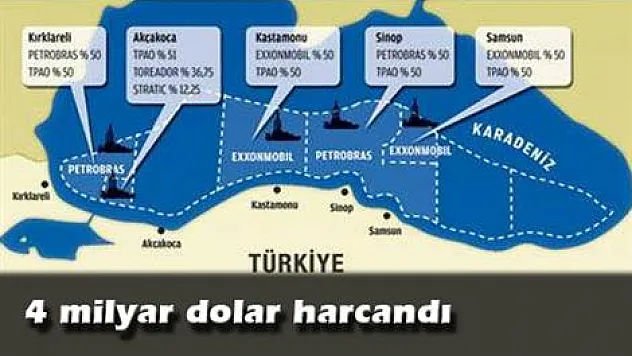 Karadeniz'de petrol bulmak için 4 milyar dolar harcandı