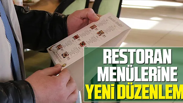 Restoran Menülerine Yeni Düzenleme