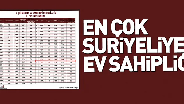 En çok Suriyeliye ev sahipliği