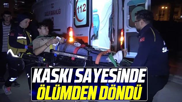 Kaskı sayesinde ölümden döndü