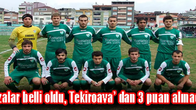 Cezalar belli oldu, Tekiroava' dan 3 puan alınacak