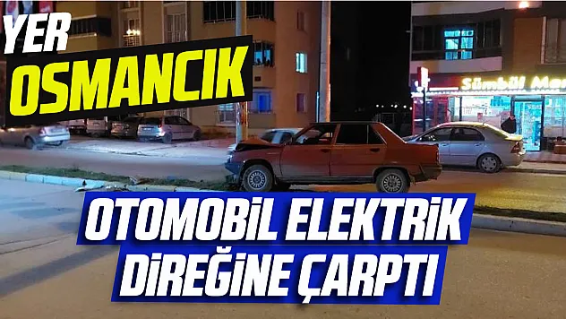 Otomobil elektrik direğine çarptı