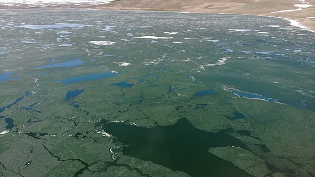 gölün buzları çözülüyor