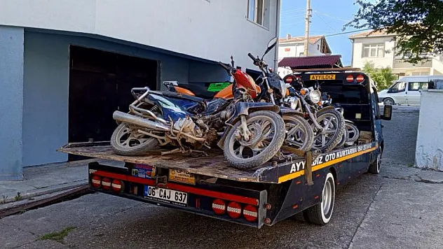 79 adet tescilsiz  motosiklet otoparka çekildi