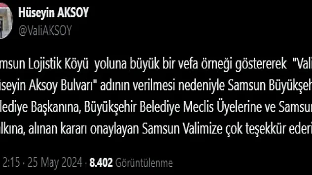 İsmi Bulvara Verildi