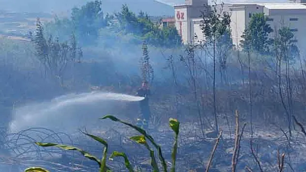 Boş arazide yangın çıktı