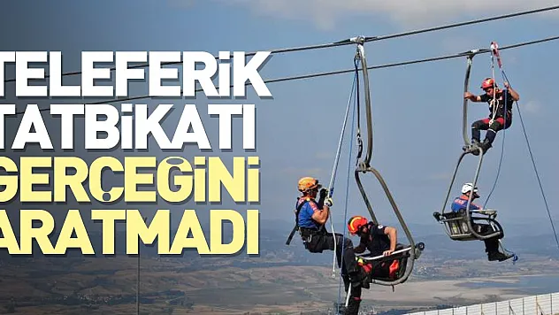 Kayak merkezi teleferiğinde kurtarma tatbikatı