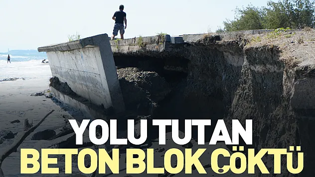 Yolu tutan beton blok çöktü