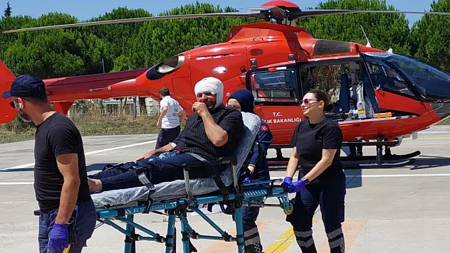 Kafasına harç makinesinin demiri çarptı