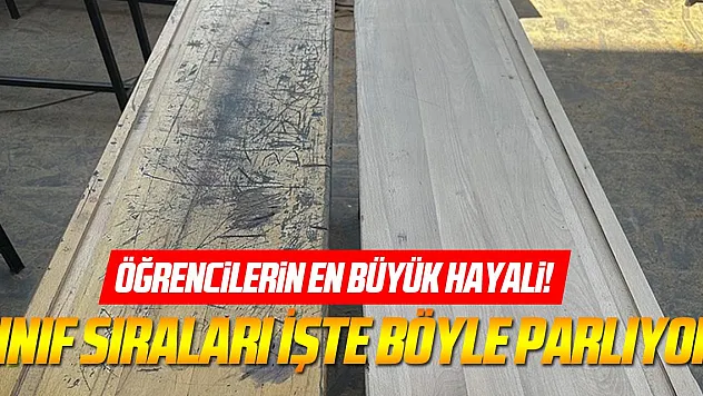 Okul müdürünün tasarruf sağlayan makinesiyle sınıf sıraları parladı