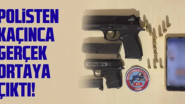 Polisten kaçan araçta 2 ruhsatsız tabanca ele geçirildi