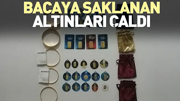 Bacaya saklanan altınları çaldı