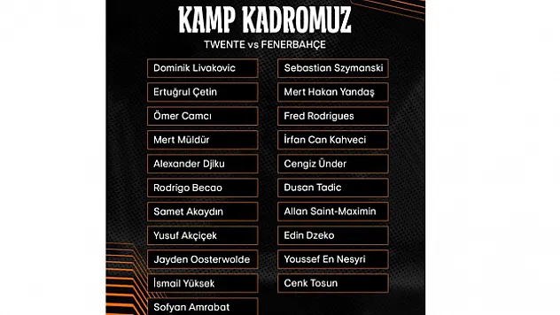 Fenerbahçe'nin, Twente maçı için kamp kadrosu belli oldu