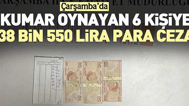 Kumar oynayan 6 kişiye 38 bin 550 lira para ceza