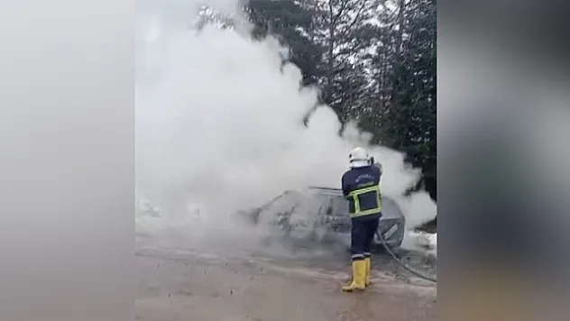 Park halindeki otomobil yandı