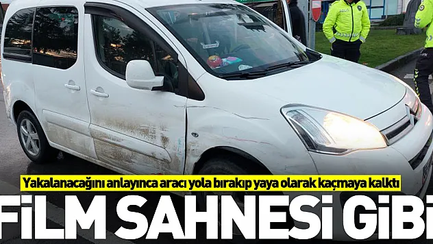Yakalanacağını anlayınca aracı yola bırakıp yaya olarak kaçmaya kalktı