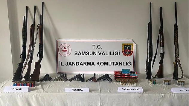 Samsun'da ruhsatsız silah ve mühimmat el koyuldu