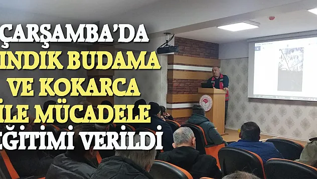 ÇARŞAMBA'DA FINDIK BUDAMA VE KOKARCA İLE MÜCADELE EĞİTİMİ VERİLDİ