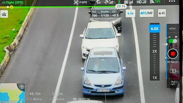 Kemer takmayan sürücüler dronla görüntülendi