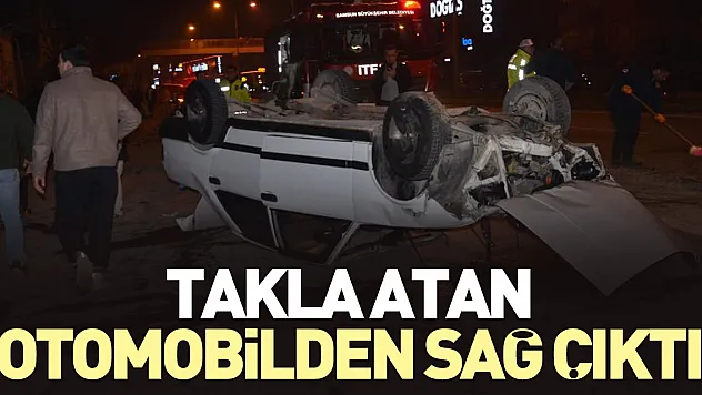 Lastiği patlayan otomobil takla atıp hurdaya döndü
