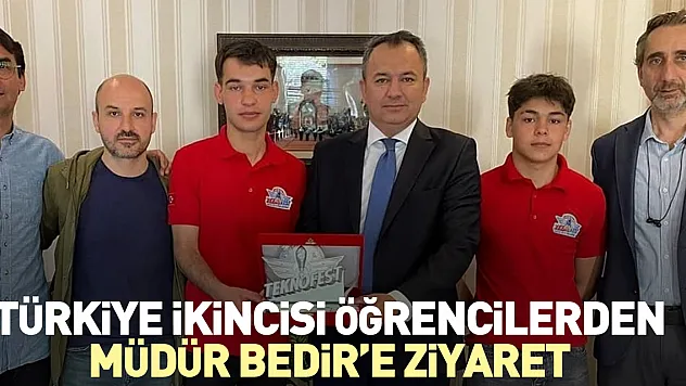 Türkiye İkincisi öğrencilerden Müdür Bedir'e ziyaret