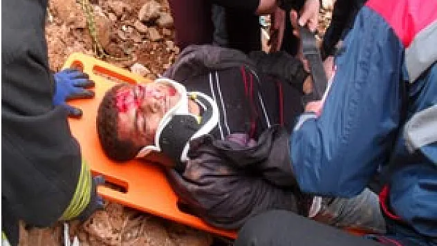  KEDİRGEN TOPLAMAK İSTERKEN YUVARLANAN ŞAHSI İTFAİYE KURTARDI