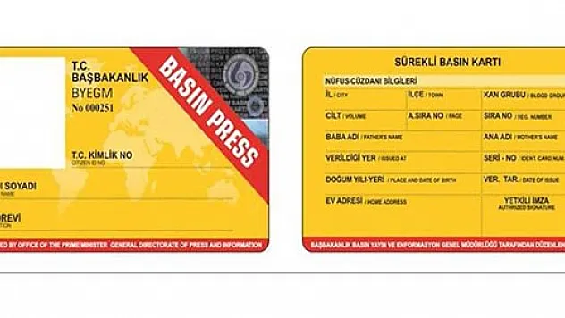 İşte yeni basın kartı