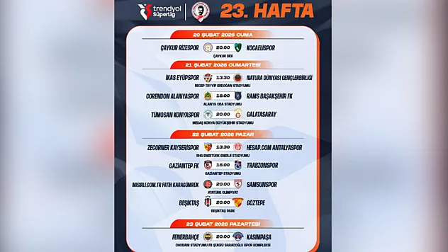23. hafta maç programları açıklandı