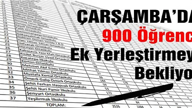 ÇARŞAMBA'DA 900 ÖĞRENCİ EK YERLEŞTİRMEYİ BEKLİYOR