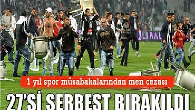 Beşiktaş-Galatasaray derbisinde gözaltına alınan 27 kişi serbest bırakıldı