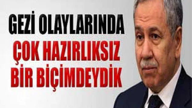 Arınç: 'Gezi olayları sırasında çok hazırlıksız bir biçimdeydik'