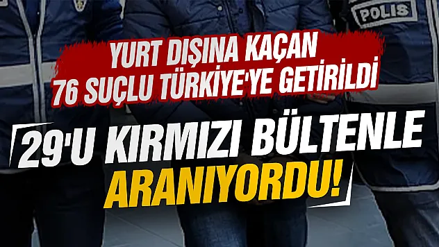 29'u kırmızı bültenle aranan 76 firari suçlu Türkiye'ye iade edildi