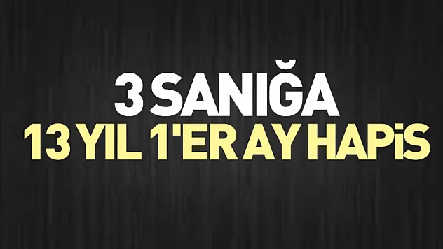 3 sanığa 13 yıl 1'er ay hapis
