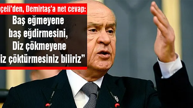 Bahçeli'den, Demirtaş'a net cevap:  'Baş eğmeyene baş eğdirmesini, Diz çökmeyene diz çöktürmesiniz biliriz'