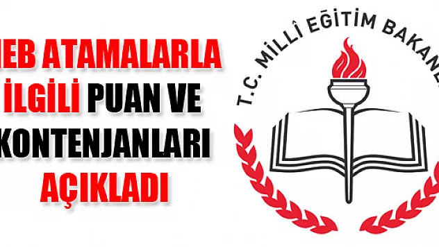 MEB atamalarla ilgili puan ve kontenjanları açıkladı