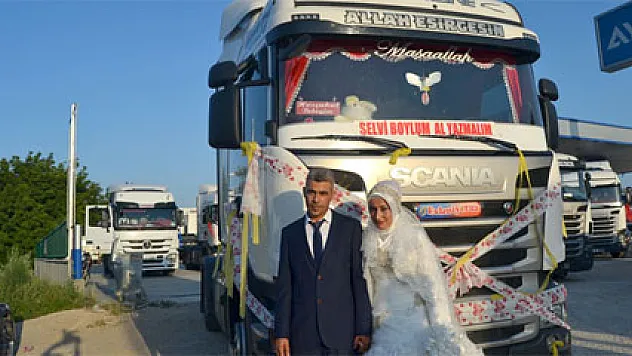 TIR şoförünün düğünü böyle olur