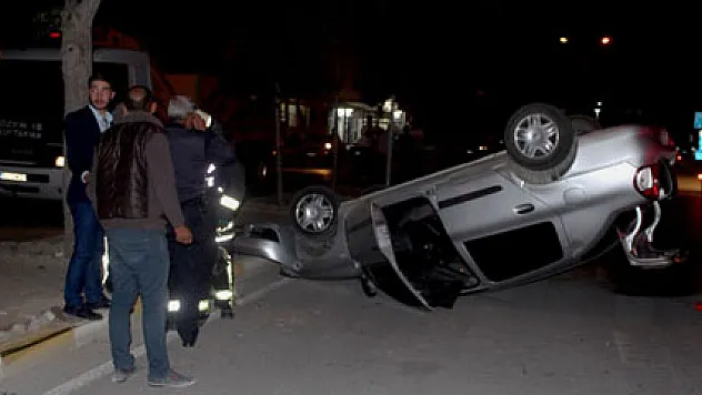 Takla atan otomobilden burnu bile kanamadan kurtuldu