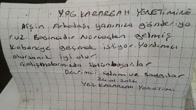 Üzerinden YPG yönetimine not çıktı