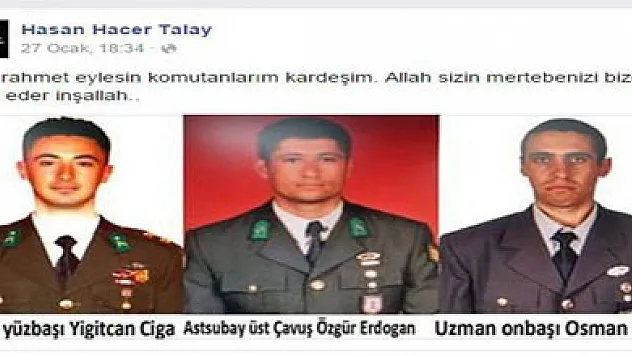 Şehidin paylaşımı duygulandırdı