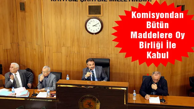 KOMİSYONDAN BÜTÜN MADDELERE OY BİRLİĞİ İLE KABUL 