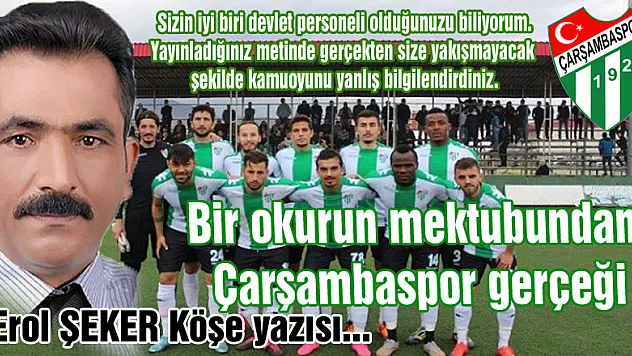Bir okurun mektubundan Çarşambaspor gerçeği