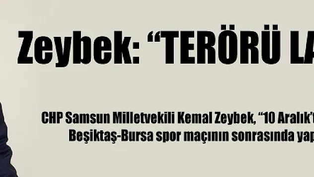 Zeybek: 'TERÖRÜ LANETLİYORUM !'