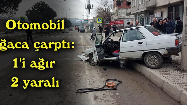 Otomobil ağaca çarptı: 1'i ağır 2 yaralı