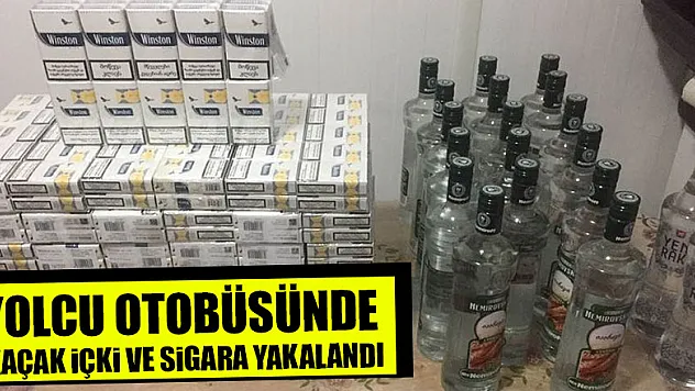  Yolcu otobüsünde kaçak içki ve sigara ele geçirildi 