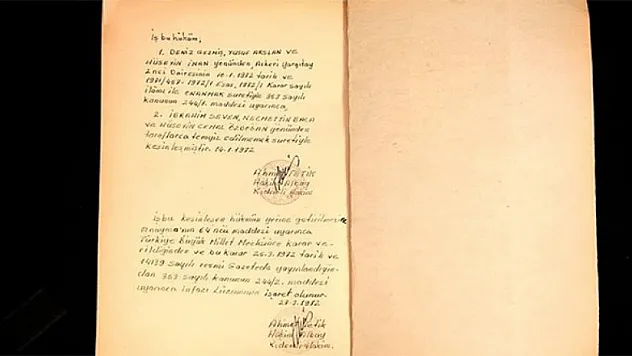 Deniz Gezmiş'in idam hükmü açık arttırmada