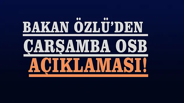 Bakan Özlü'den Çarşamba OSB açıklaması!