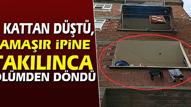 4. kattan düştü, çamaşır ipine takılınca ölümden döndü