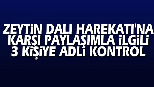 Samsun'da Zeytin Dalı Harekatı'na karşı paylaşımla ilgili 3 kişiye adli kontrol